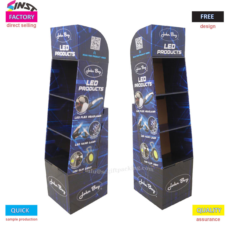 LED-product golfkartonnen displayrek voor retailverlichtingsproducten